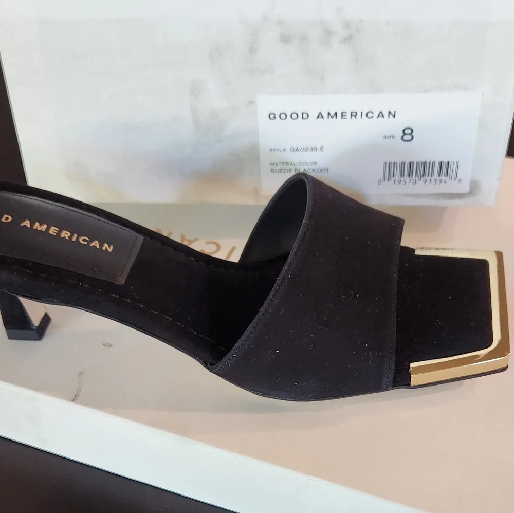 Good American - The Standout Square Toe Slide - Black - Size 8